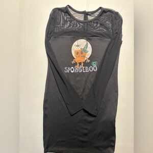 Kids Halloween Dress 10Y – SpongeBob Witch A-Line Costume Dress, Mesh Sleeves